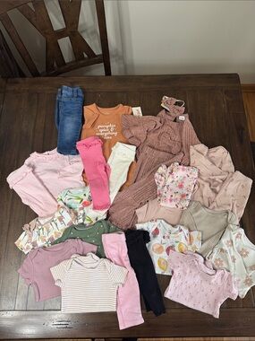 Bundle 3-6month Baby Girl Outfits and Onesies